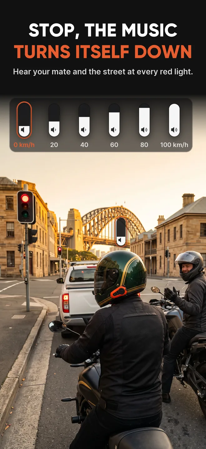 Riders stopped at a red light