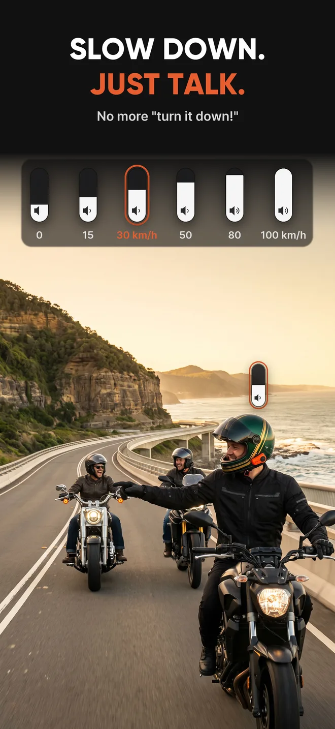 Two riders talking on a slow coastal road